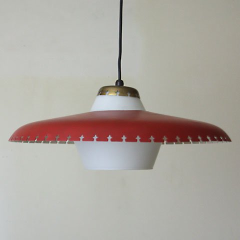 DENMARK RED SHADE/GLASS SHADE LAMP