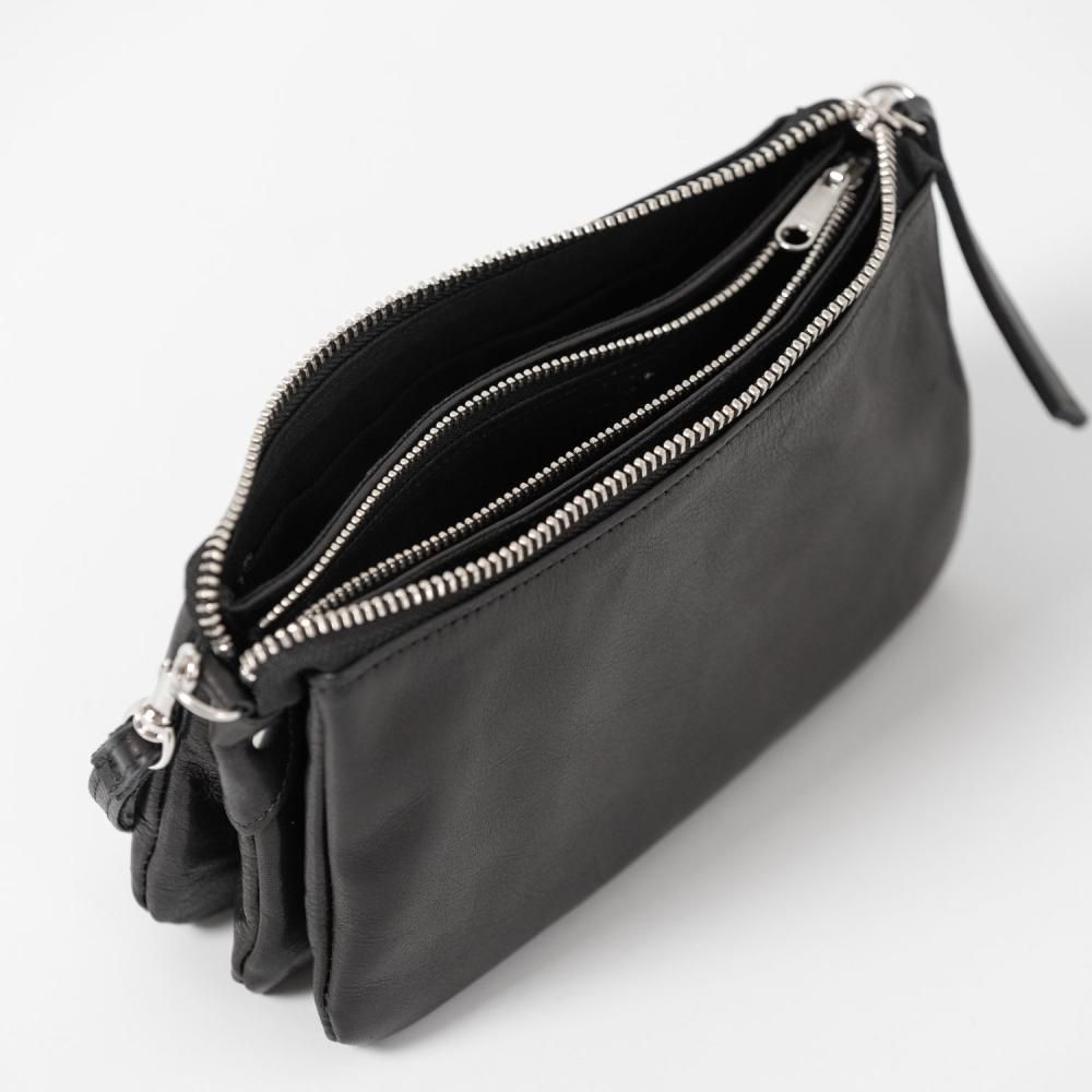 les basiques レバジック 本革 3way ミニ お財布 ポシェット les basiques 3WAYお財布ポシェット BLK - 大人のための