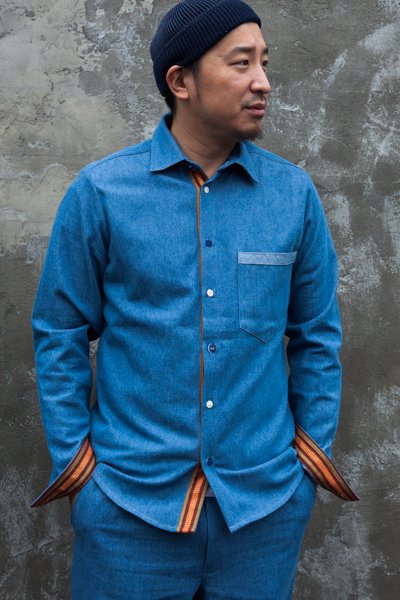 FRANK LEDER】8oz WASHED DENIM SHIRT WITH TRADITONAL VINTAGE TAPE-SLOW＆STEADY