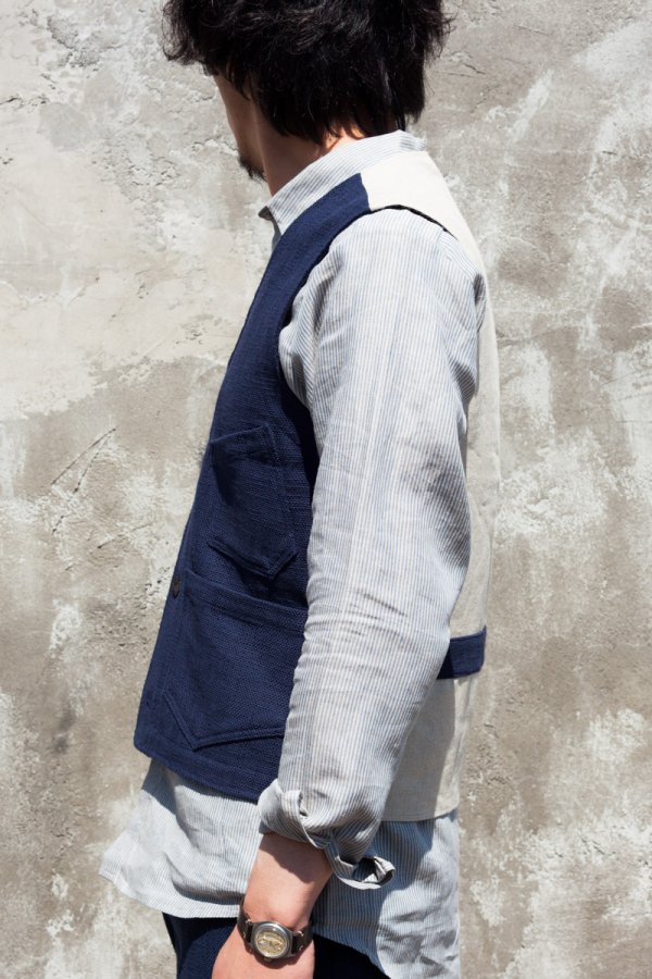 FRANK LEDER】INDIGO PIECE DYED COTTON VEST-SLOW＆STEADY