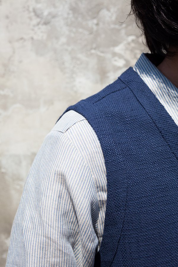 FRANK LEDER】INDIGO PIECE DYED COTTON VESTOVA-SLOW＆STEADY