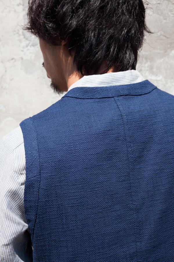 FRANK LEDER】INDIGO PIECE DYED COTTON VESTOVA-SLOW＆STEADY