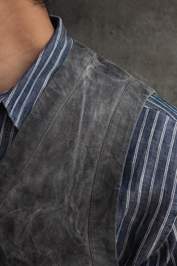 FRANK LEDER】INK DYED VINTAGE BEDSHEET VEST -SLOW&STEADY