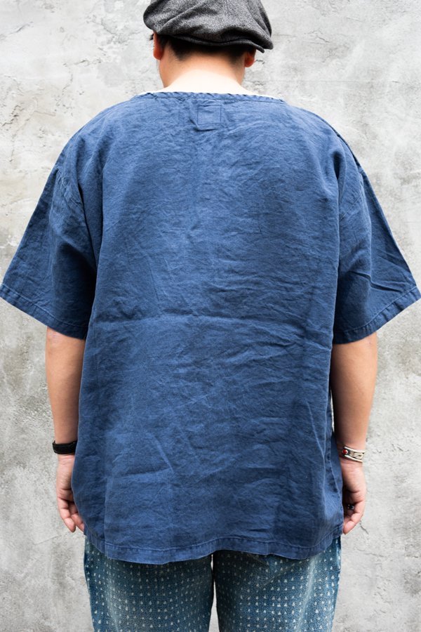 PORTER CLASSIC 19SS Linen T-Shirt Navy/3
