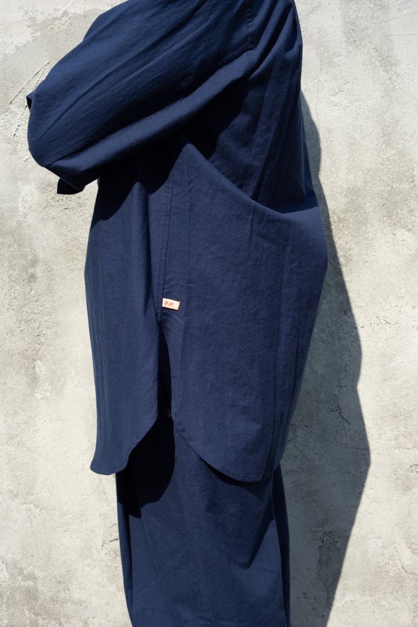 FRANK LEDER】BALTIC BLUE DYED VINTAGE BEDSHEET SHIRT STAND COLLAR-SLOW&STEADY