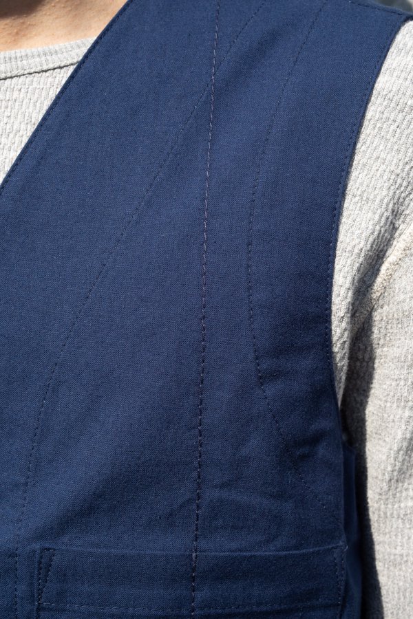 FRANK LEDER】BALTIC BLUE DYED VINTAGE BEDSHEET VEST-SLOW&STEADY