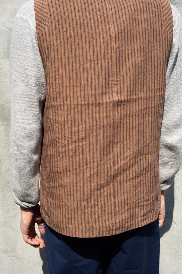 FRANK LEDER ROOT DYED STRIPED LINEN VEST