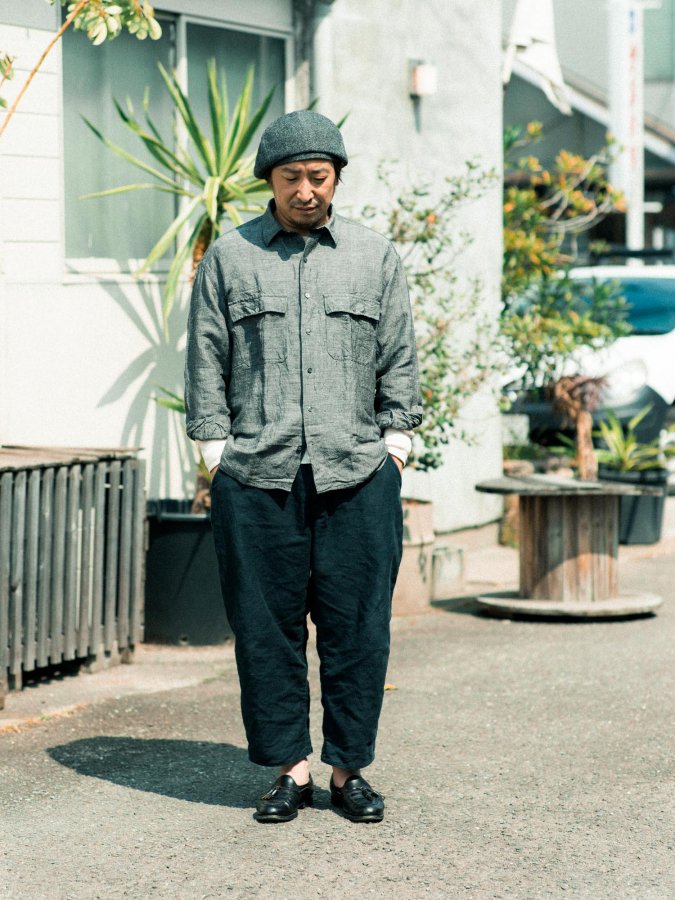 PORTER CLASSIC】ROLL UP BANBOO LINEN SHIRT-SLOWu0026STEADY