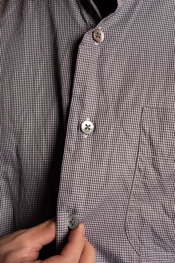PORTER CLASSIC】SWISS COTTON STAND COLLAR CHECK SHIRTS- SLOW&STEADY -