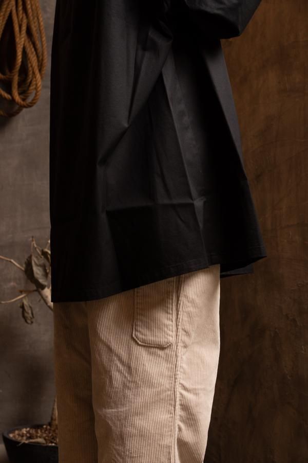 PORTER CLASSIC】GABARDINE STAND COLLAR LONG SMOCK SHIRT