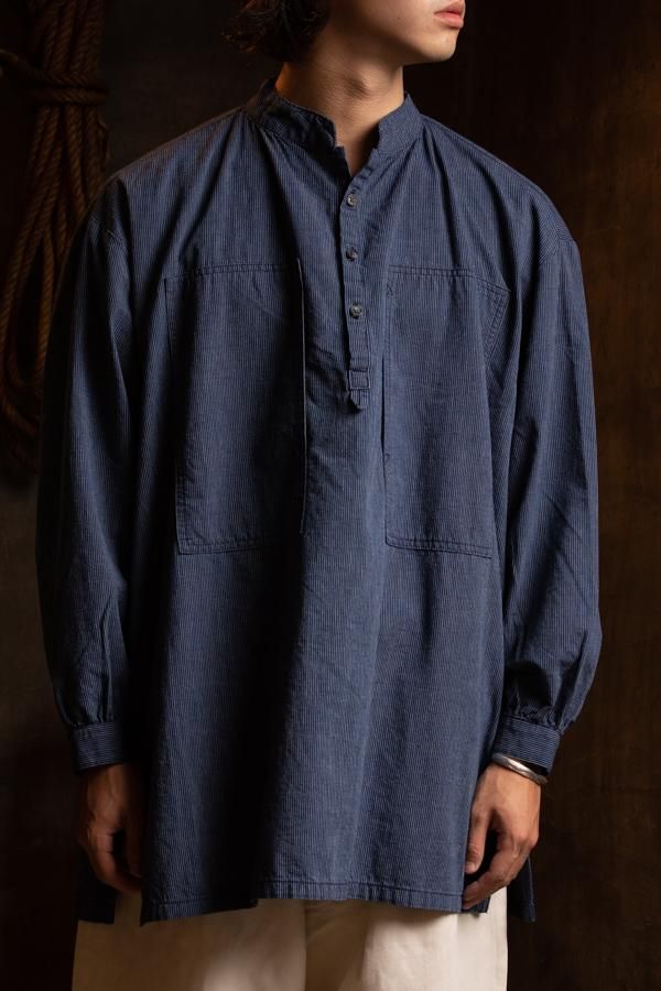 PORTER CLASSIC】STAND COLLAR LONG SMOCK SHIRT-SLOW&STEADY