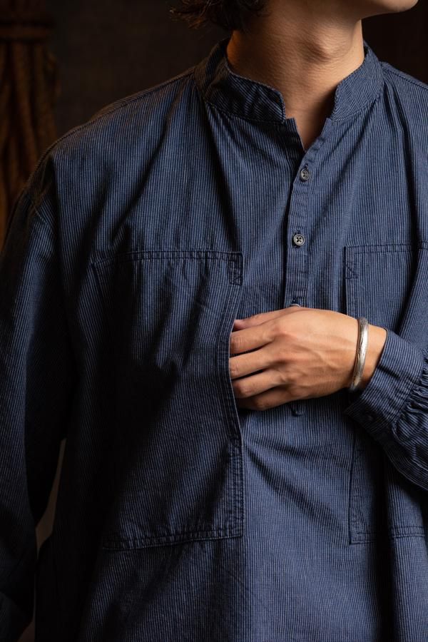 PORTER CLASSIC】STAND COLLAR LONG SMOCK SHIRT-SLOW&STEADY PORTER CLASSIC】STAND COLLAR LONG SMOCK SHIRT-SLOW&STEADY