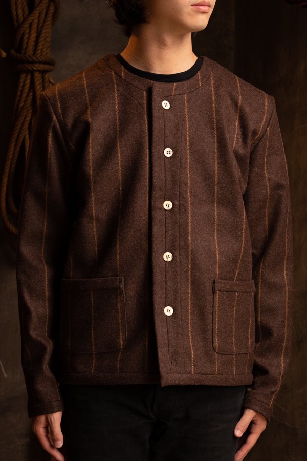 FRANK LEDER】BROWN STRIPE WOOL JACKET-SLOW&STEADY