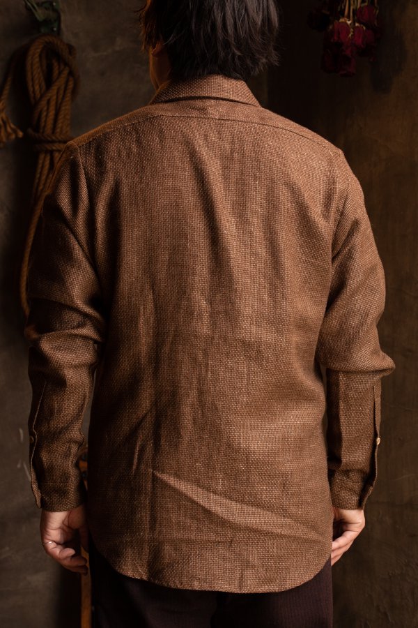 最高級・日本製 frank leder BROWN WEAVE WOOL SHIRT シャツ - トップス