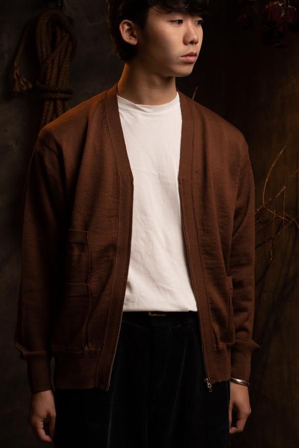 PHIGVEL】WOOL LINEN ZIP UP KNIT -SLOW＆STEADY