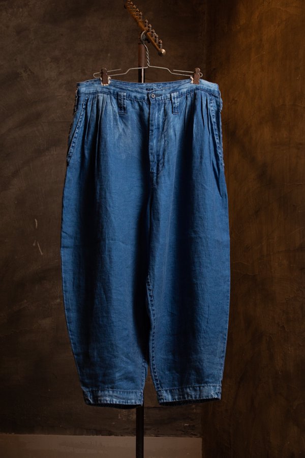 PORTER CLASSIC】INDIGO LINEN BEBOP PANTS-SLOW&STEADY