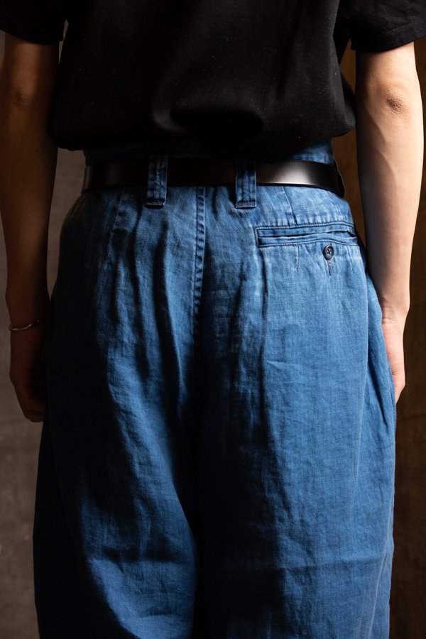 PORTER CLASSIC】INDIGO LINEN BEBOP PANTS-SLOW&STEADY