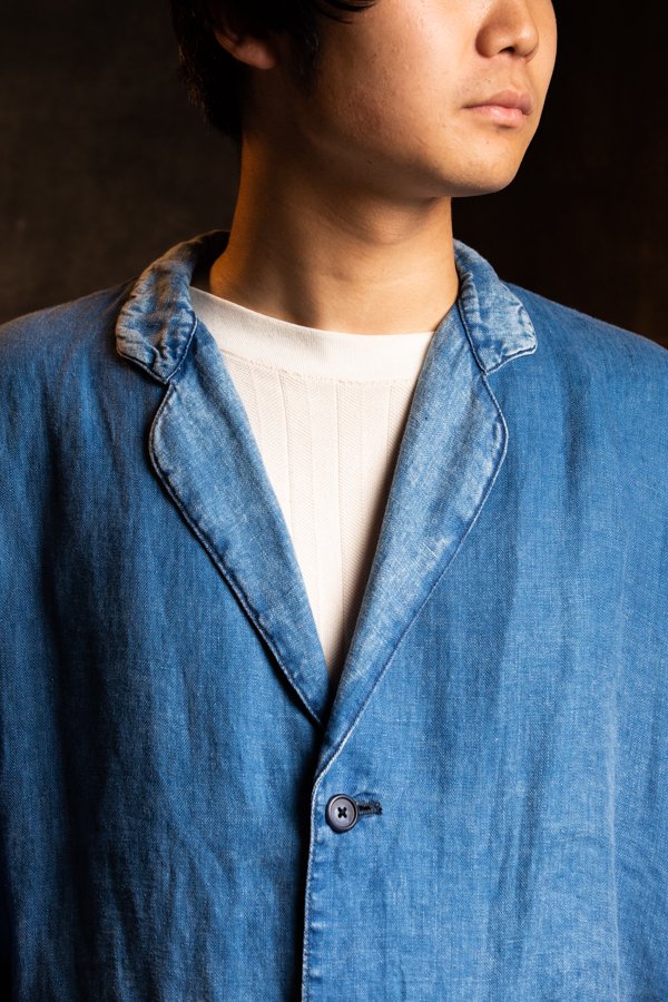 PORTER CLASSIC】INDIGO LINEN WIDE JACKET -SLOW&STEADY