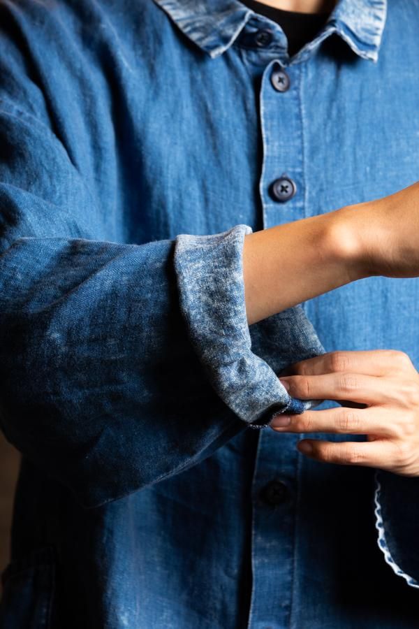 PORTER CLASSIC】INDIGO LINEN SHIRT JACKET-SLOW&STEADY PORTER CLASSIC】INDIGO LINEN SHIRT JACKET-SLOW&STEADY