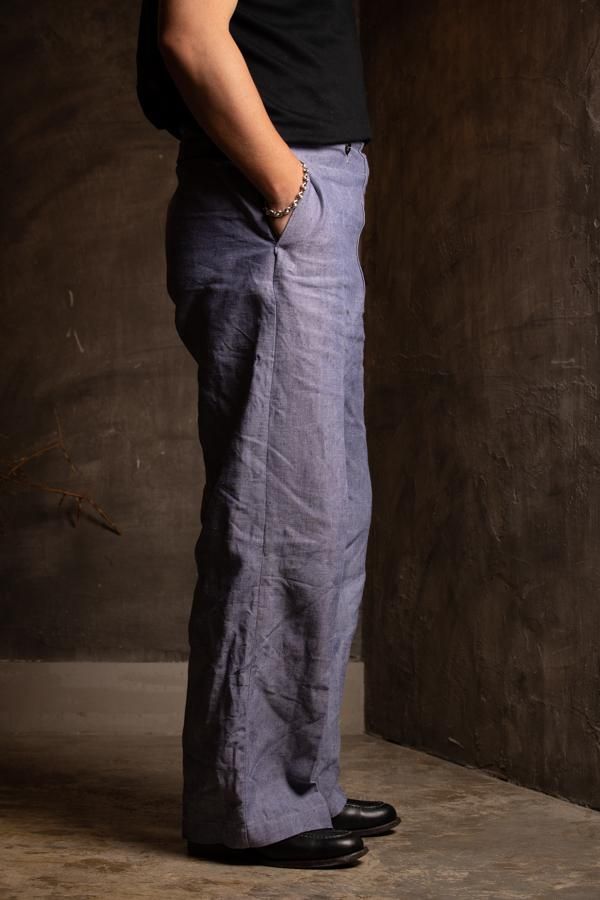 VINTAGE ITEM】50S FRENCH NAVY LINEN SAILOR PANTS-SLOW＆STEADY