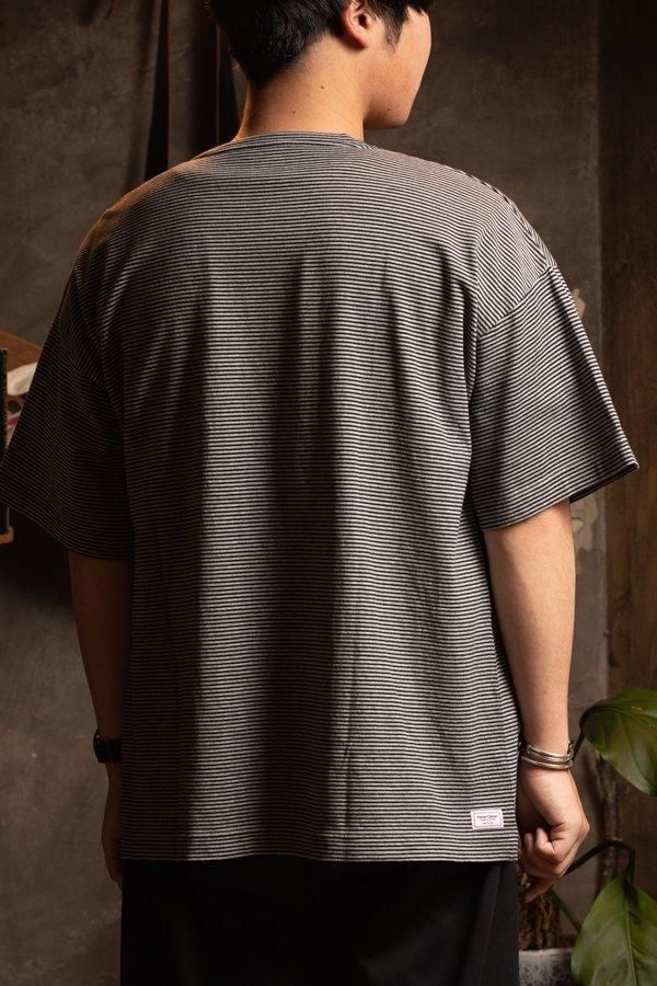 PORTER CLASSIC】BEATNIK BORDER T-SHIRT-GRAY-SLOW&STEADY