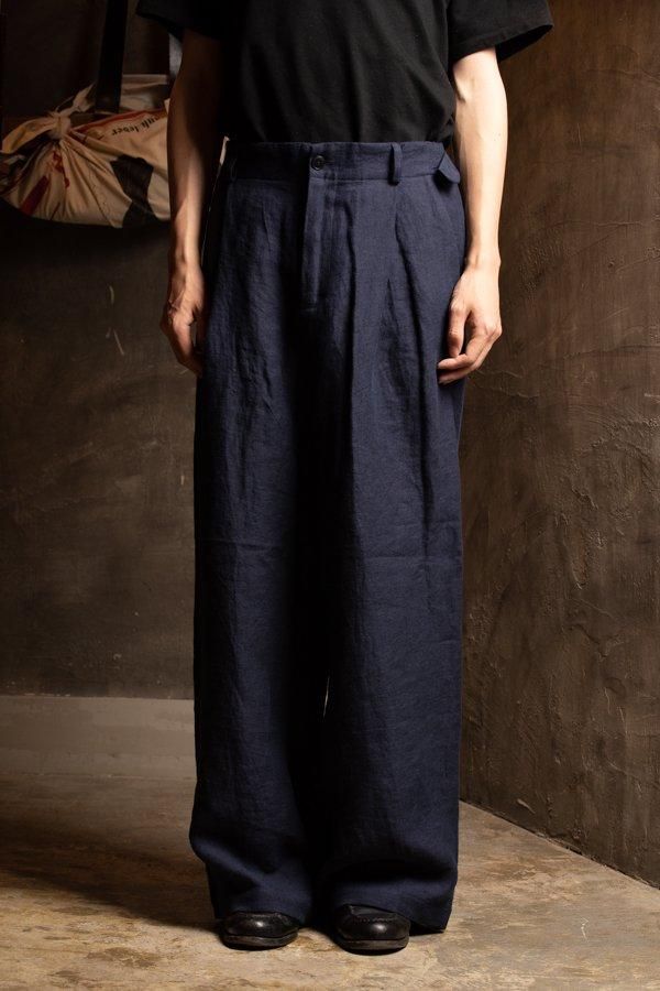 FRANK LEDER】FABRIC WASHED LINEN 1 TUCK WIDE TROUSERS
