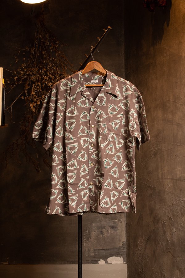 PHIGVEL】DELTA PATTERN OPEN COLLAR SS SHIRT -SLOW＆STEADY