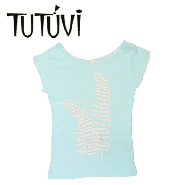 TUTUVI　Tシャツ（柄：ファーン　色：シャーベットブルー・アイボリー）【画像3】