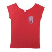 レッド（赤） TUTUVI　Tシャツ　ワンサイズ上がおすすめ小さめレディースサイズ（柄：イエククワンポイント　色：レッド・パープルグレー）