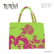 トートバッグ オーダートートバックSTP  オープン型　TUTUVI　リリコイ（色/グリーン・ピンク）