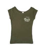Tシャツ TUTUVI　Tシャツ　ワンサイズ上がおすすめ小さめレディースサイズ（柄：レフアワンポイント　色：アーミーグリーン）Sサイズのみ