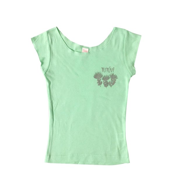 TUTUVI　Tシャツ　ワンサイズ上がおすすめ小さめレディースサイズ（柄：レフアワンポイント　色：シャーベットグリーン）Sサイズのみ【画像1】