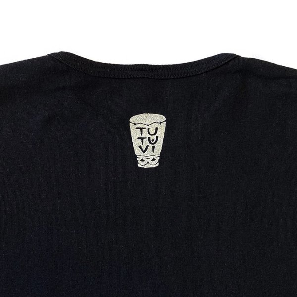 TUTUVI　七分袖Tシャツ　ワンサイズ上がおすすめ小さめレディースサイズ（柄：ハクレイ　色：ブラック・シルバー）【画像5】