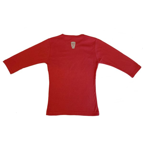 TUTUVI　七分袖Tシャツ　ワンサイズ上がおすすめ小さめレディースサイズ（柄：ハクレイ　色：レッド・シルバー）【画像3】