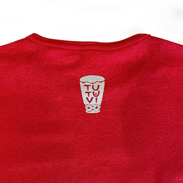 TUTUVI　七分袖Tシャツ　ワンサイズ上がおすすめ小さめレディースサイズ（柄：ハクレイ　色：レッド・シルバー）【画像6】