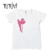 Tシャツ TUTUVI　Tシャツ 半袖 スタンダード（柄：トーチジンジャー　色：白・ピンク）