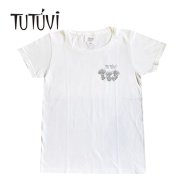 Tシャツ TUTUVI　Tシャツ 半袖 スタンダードワンポイント（柄：レフア　色：白・シルバー）