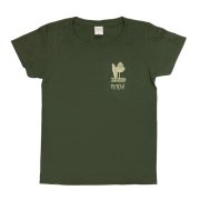 グリーン（緑） TUTUVI　Tシャツ 半袖 スタンダード（柄：トーチジンジャー  ワンポイント　色：カーキ・ベージュ）