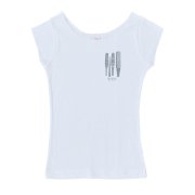Tシャツ TUTUVI　Tシャツ　ワンサイズ上がおすすめ小さめレディースサイズ（柄：イエククワンポイント　色：ホワイト/シルバー）