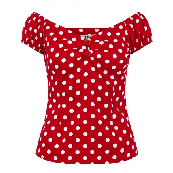 CollectifDolores Top Polka Red/White ԥʥåץȥåץ ݥ륫ɥå