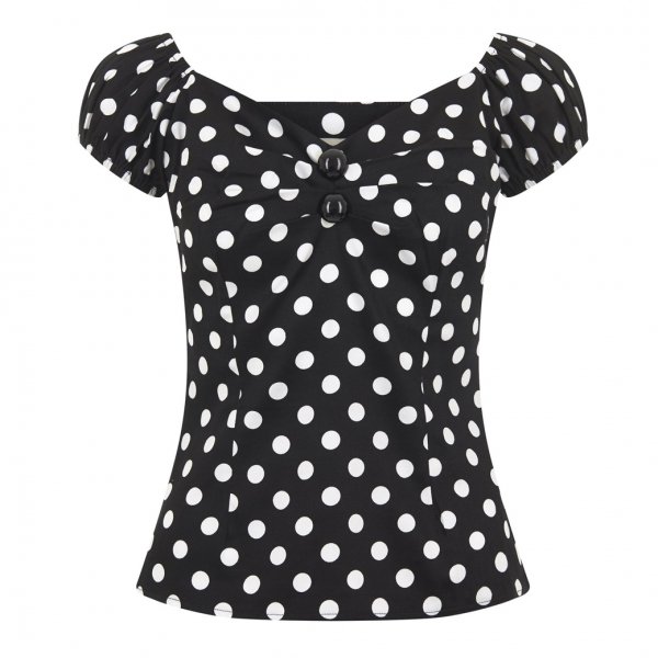 CollectifDolores Top Polka Black/White ԥʥåץȥåץ ݥ륫ɥåȹ