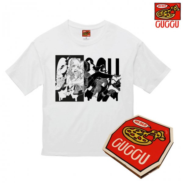 【Cuccu】"KUUA x DELIVERY PIZZA CUCCU" Big Silhouette T-Shirt WHITE