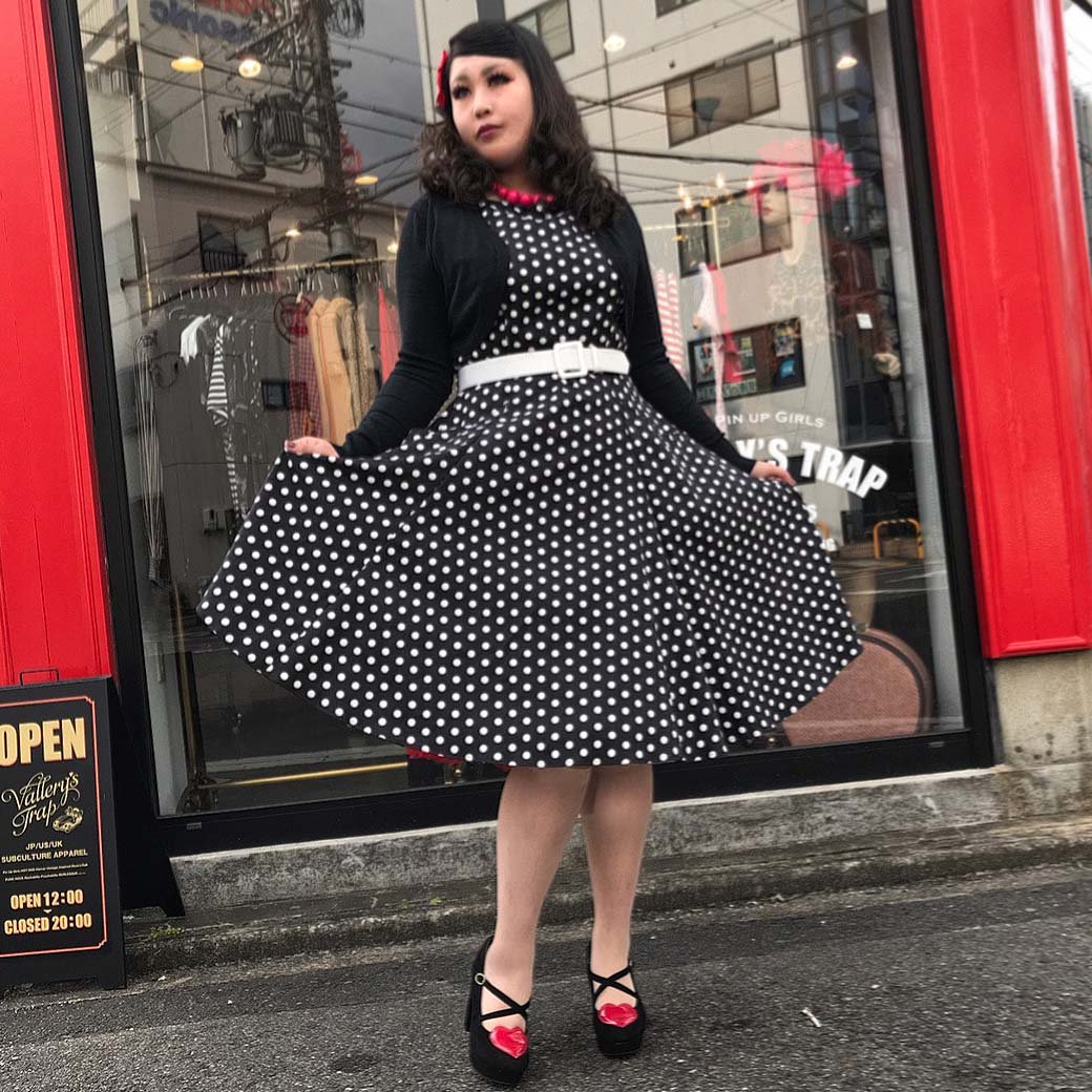 【Collectif】Hepburn Polka Dot Doll Dress ポルカドット柄サーキュラーワンピース - Vallery's Trap  Online Shop REAL PIN UP GIRLS & ROCKIN' GROUPIES!!