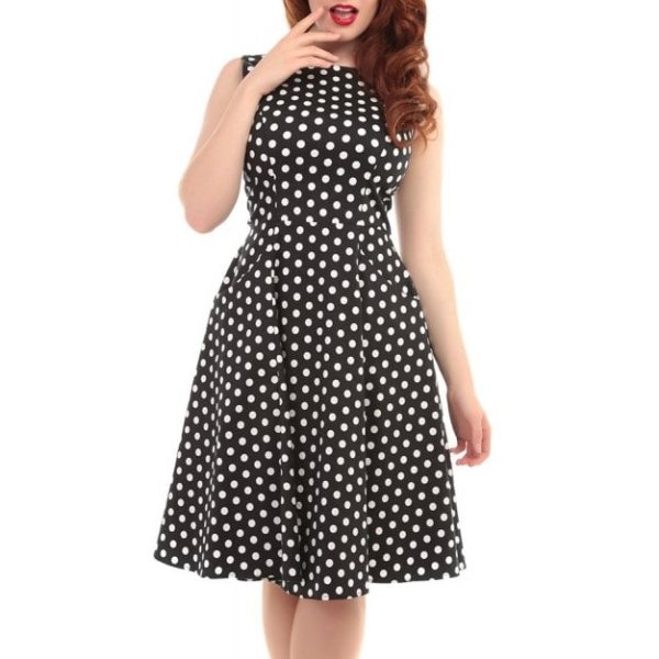 【Collectif】Hepburn Polka Dot Doll Dress ポルカドット柄サーキュラーワンピース