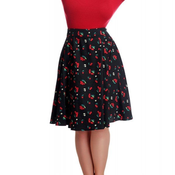 【Collectif】Tanya Cherries & Blossom Swing Skirt　チェリーブロッサムフレアスカート -  Vallery's Trap Online Shop REAL PIN UP GIRLS & ROCKIN' GROUPIES!!