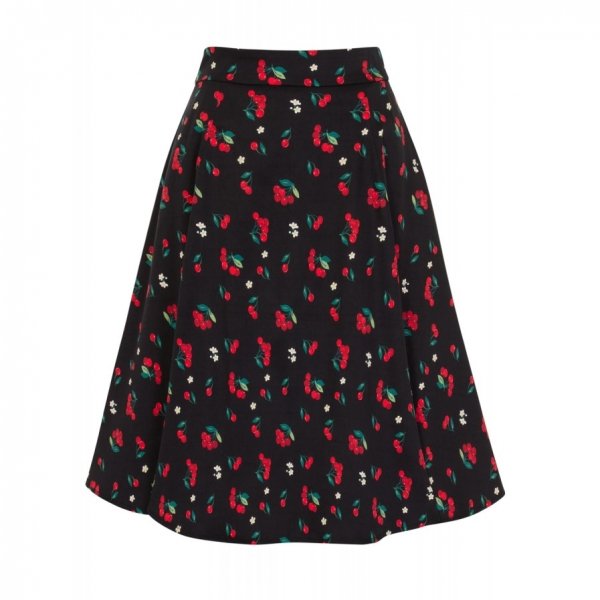 【Collectif】Tanya Cherries & Blossom Swing Skirt　チェリーブロッサムフレアスカート