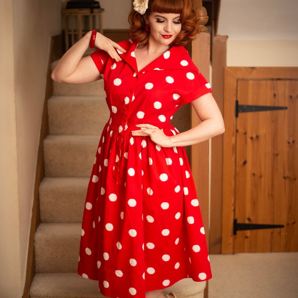 【Collectif】Judy Painted Polka Dress 50s ポルカドットフレアーワンピース - Vallery's Trap  Online Shop REAL PIN UP GIRLS & ROCKIN' GROUPIES!!
