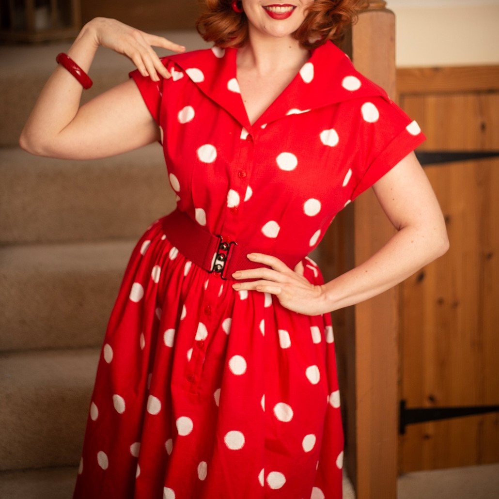 【Collectif】Judy Painted Polka Dress 50s ポルカドットフレアーワンピース - Vallery's Trap  Online Shop REAL PIN UP GIRLS & ROCKIN' GROUPIES!!