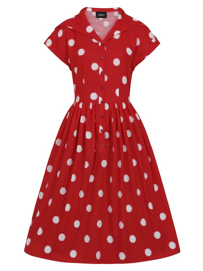 【Collectif】Judy Painted Polka Dress 50s ポルカドットフレアーワンピース - Vallery's Trap  Online Shop REAL PIN UP GIRLS & ROCKIN' GROUPIES!!