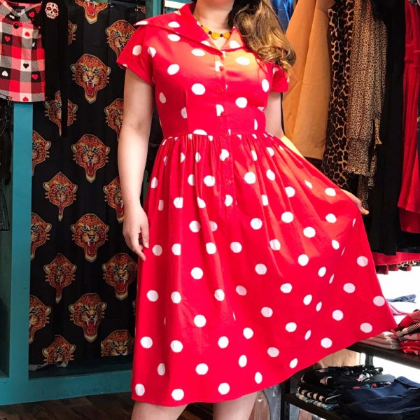 【Collectif】Judy Painted Polka Dress 50s ポルカドットフレアーワンピース